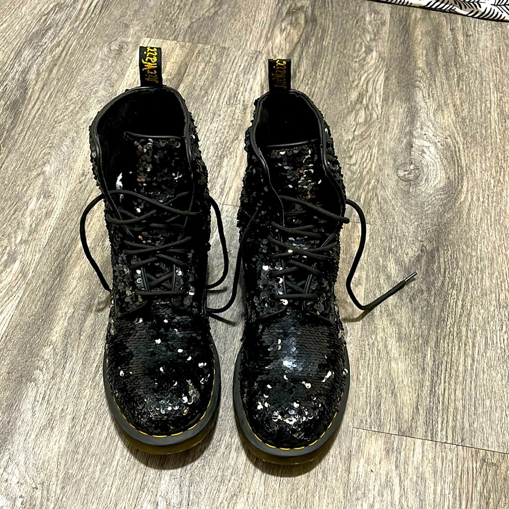 Dr. Martens Black Sequin Boots